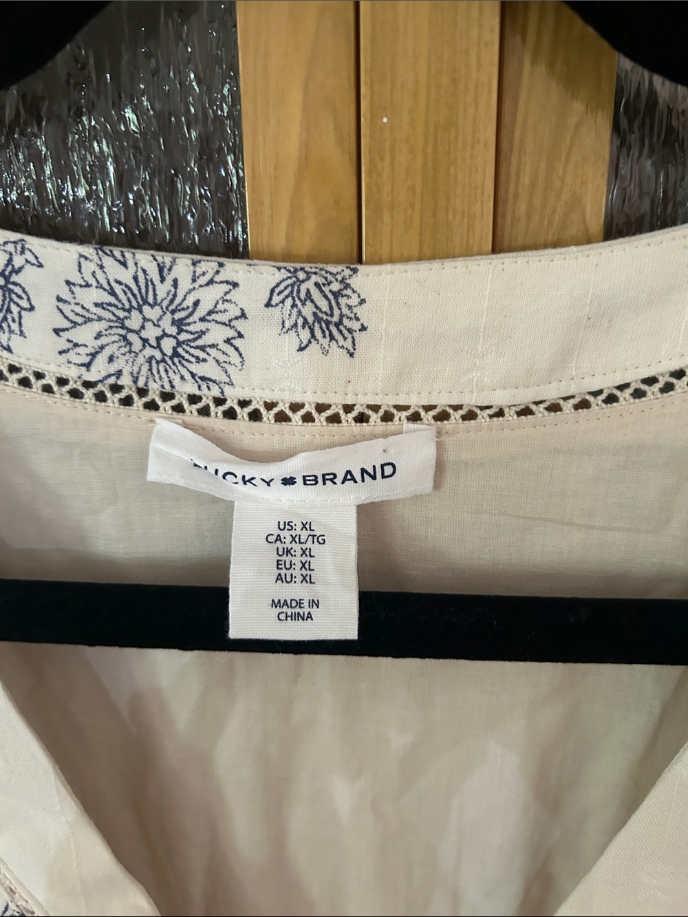 Lucky Brand Cream Maxi Dress with Gray Floral Embroidery - Picture 3 of 7